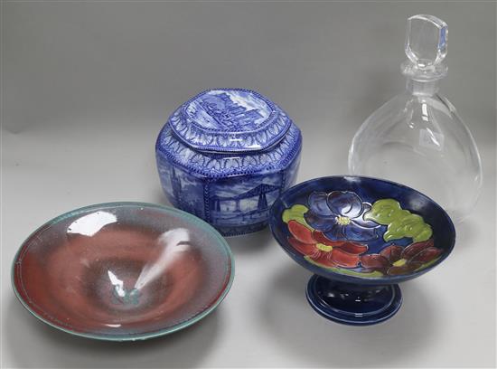 A Moorcroft pedestal dish, an Orrefors decanter, etc.